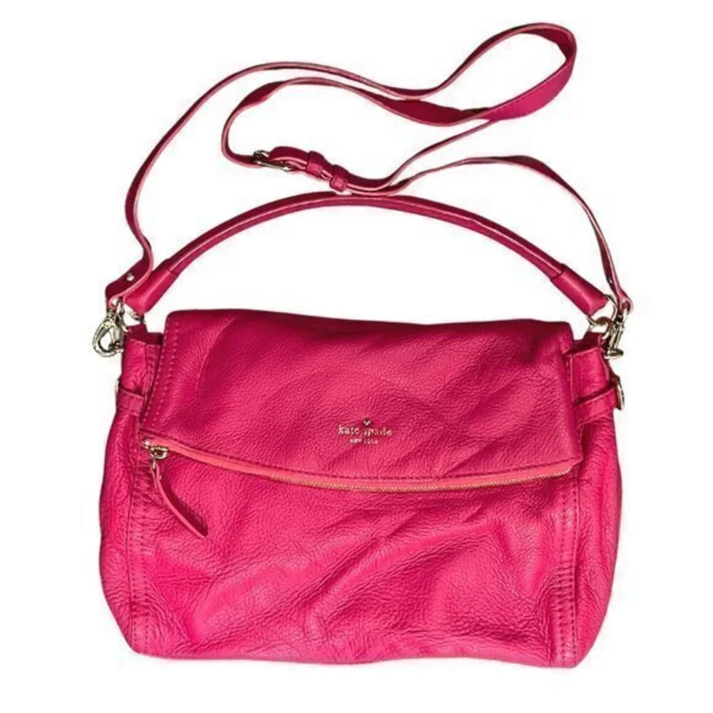 Kate Spade Pebbled Leather Pink Shoulder Crossbody Convertible/Satchel Bag